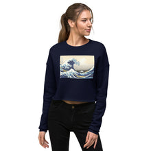 Load image into Gallery viewer, Premium Crop Sweatshirt - Hokusai: The Great Wave Off Kanagawa
