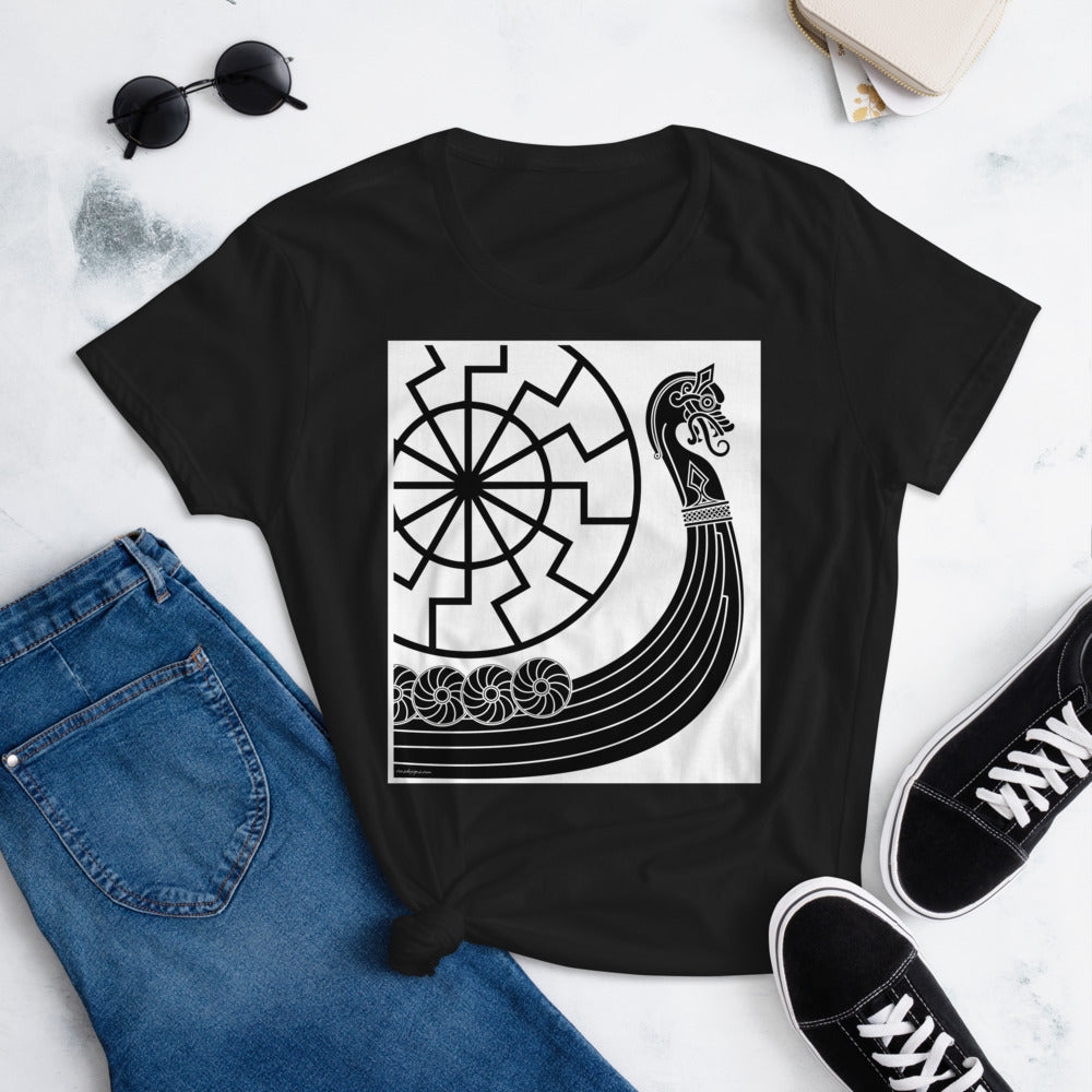 The Fashion Fit Tee - Viking Warship & Circle of the Black Sun