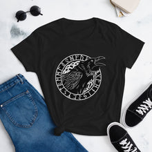 Load image into Gallery viewer, The Fashion Fit Tee - Cawing Crow in a Runic Circle
