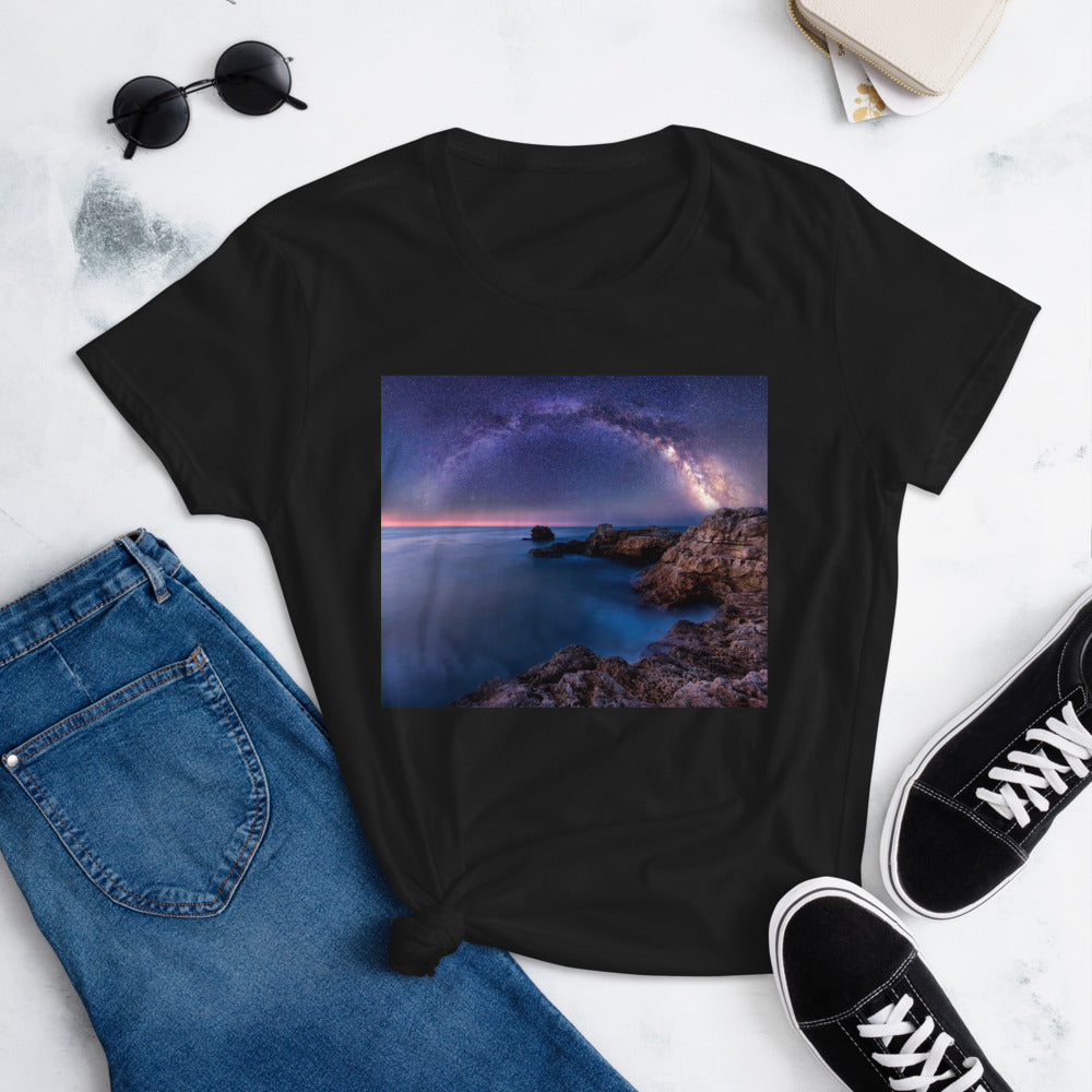 The Fashion Fit Tee - Milky Way Over a Rocky Bay