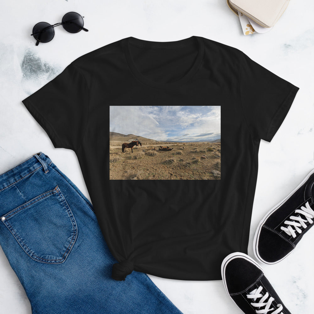 The Fashion Fit Tee - Wild Mustang Rolling Around