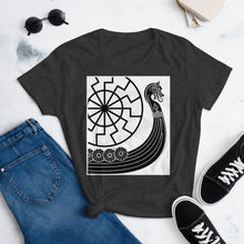 Load image into Gallery viewer, The Fashion Fit Tee - Viking Warship &amp; Circle of the Black Sun
