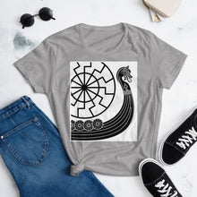 Load image into Gallery viewer, The Fashion Fit Tee - Viking Warship &amp; Circle of the Black Sun

