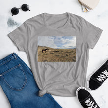 Load image into Gallery viewer, The Fashion Fit Tee - Wild Mustang Rolling Around
