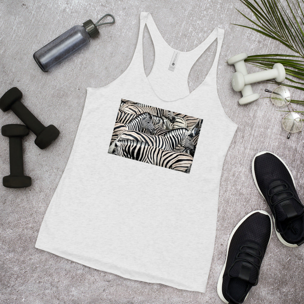 WanderBack Racerback Women's Tank Top - Sharp Dressed Zebras