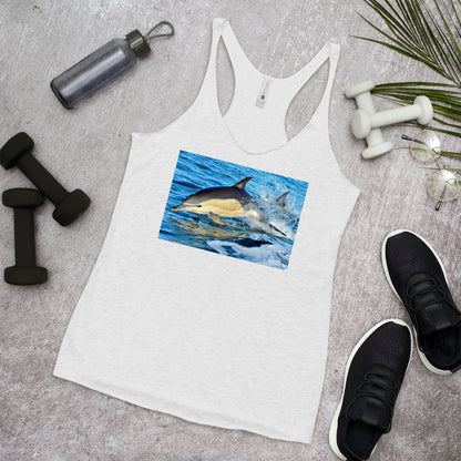WanderBack Racerback Women's Tank Top - Dolphin Splash