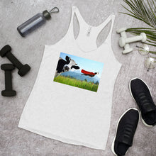 Load image into Gallery viewer, Racerback Tank Top - Cow &amp; Super Dog
