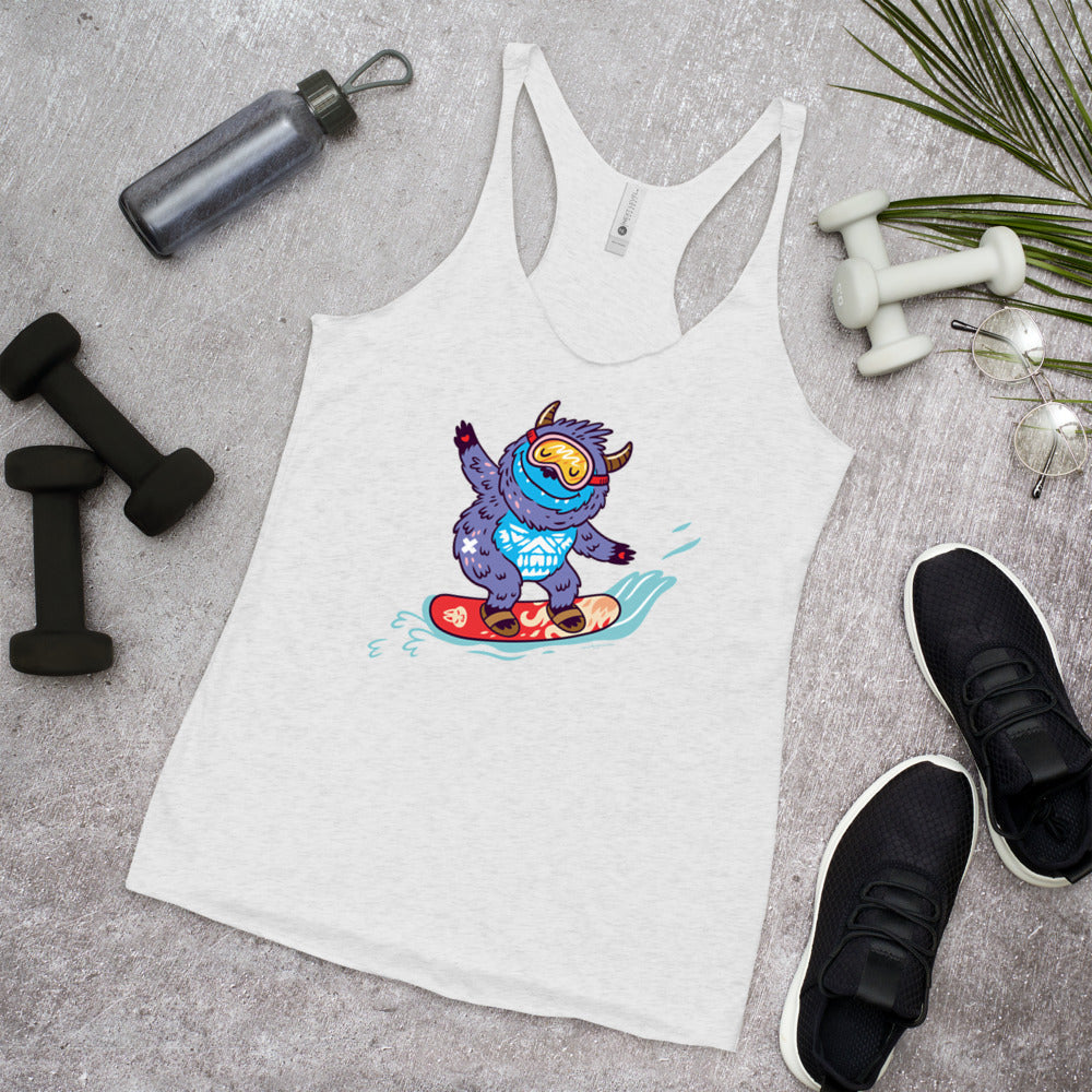 WanderBack Racerback Women's Tank Top - Yeti Shredding It!