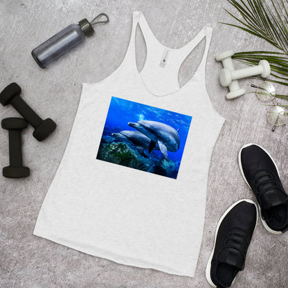 WanderBack Racerback Women's Tank Top - Dolphin Formation