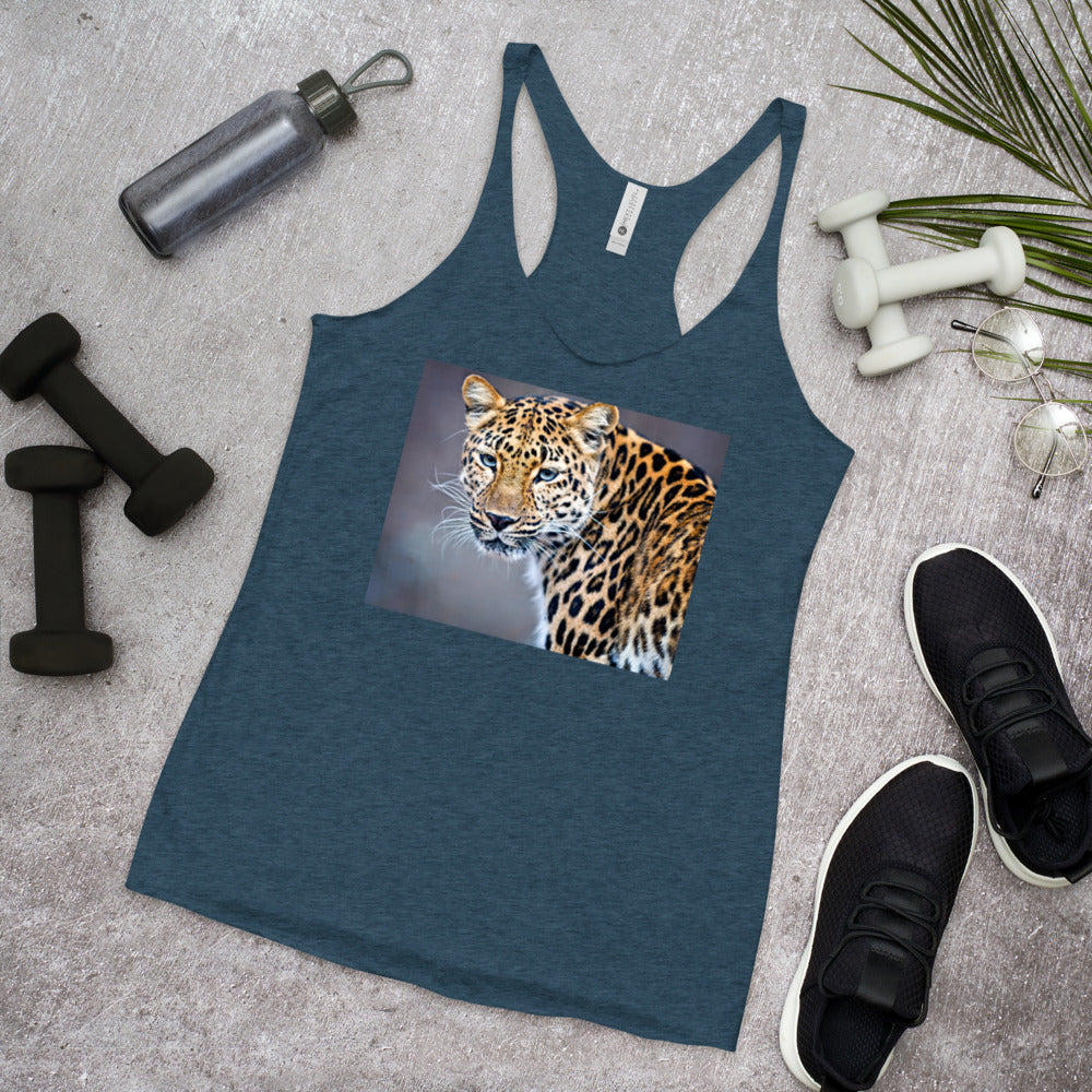 WanderBack Racerback Women's Tank Top - Blue Eyed Leopard