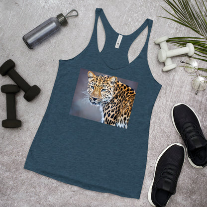 WanderBack Racerback Women's Tank Top - Blue Eyed Leopard