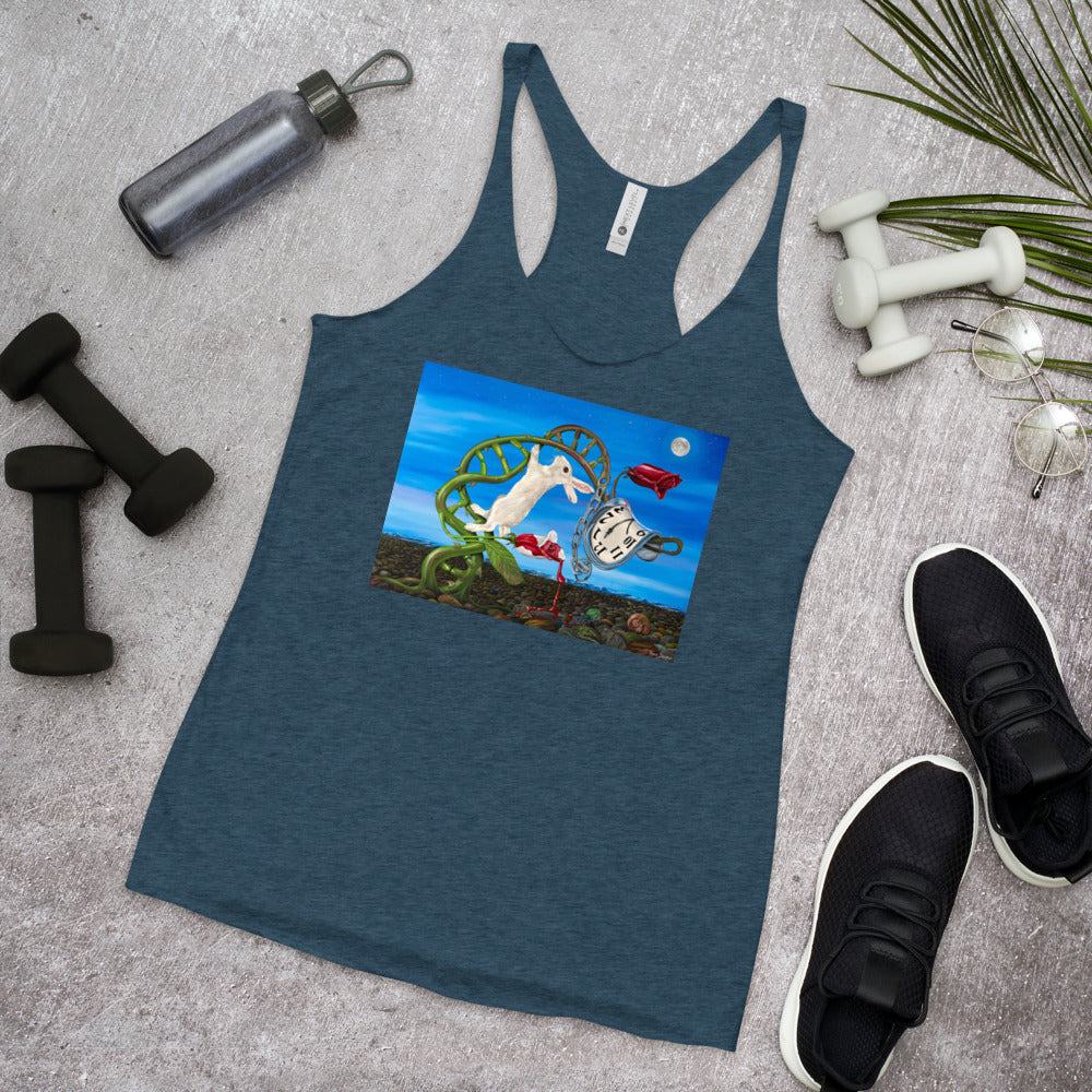 WanderBack Racerback Women's Tank Top - Dali Rabbit