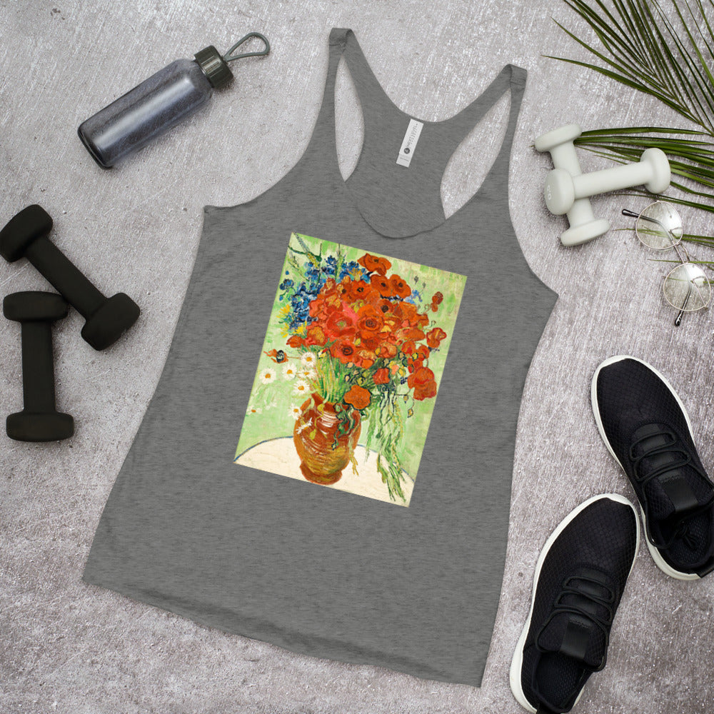 WanderBack Racerback Women's Tank Top - van Gogh: Cornflowers & Poppies