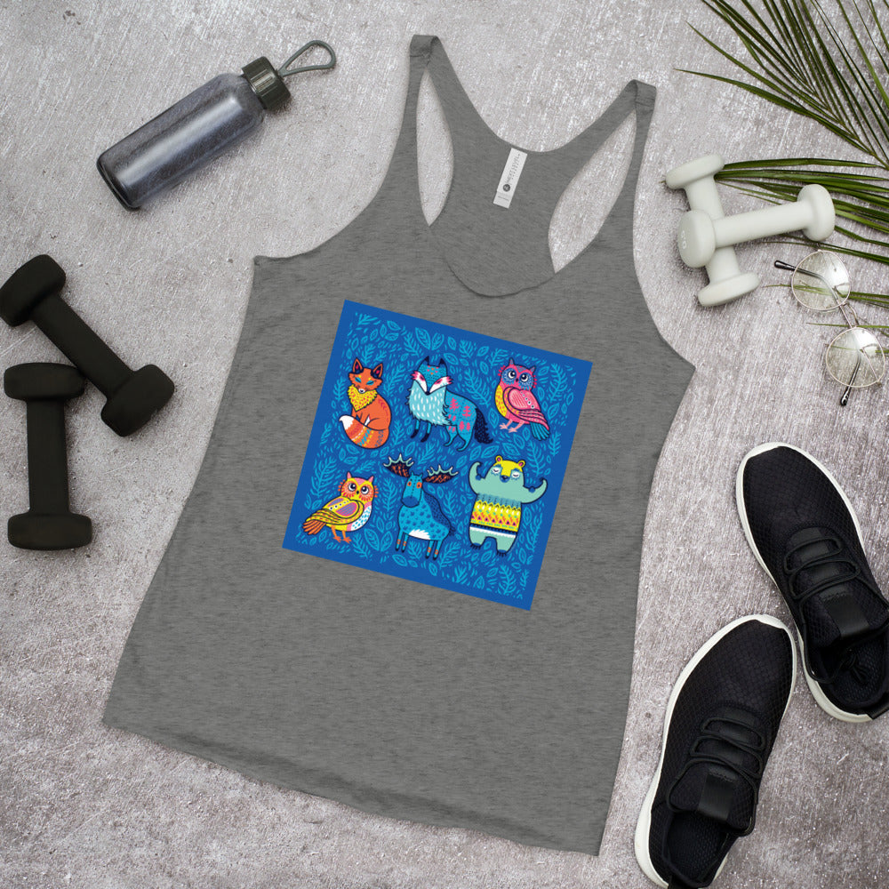 WanderBack Racerback Women's Tank Top - Blue Moose & Friends