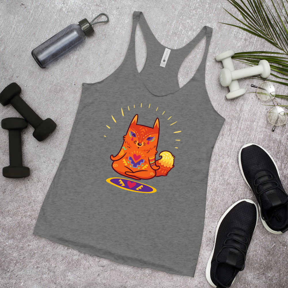 WanderBack Racerback Women's Tank Top - Enlightened Hygge Fox