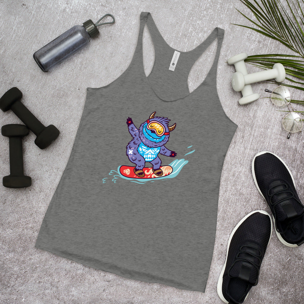 WanderBack Racerback Women's Tank Top - Yeti Shredding It!