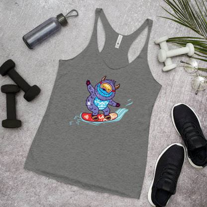 WanderBack Racerback Women's Tank Top - Yeti Shredding It!