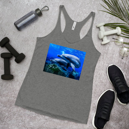 WanderBack Racerback Women's Tank Top - Dolphin Formation