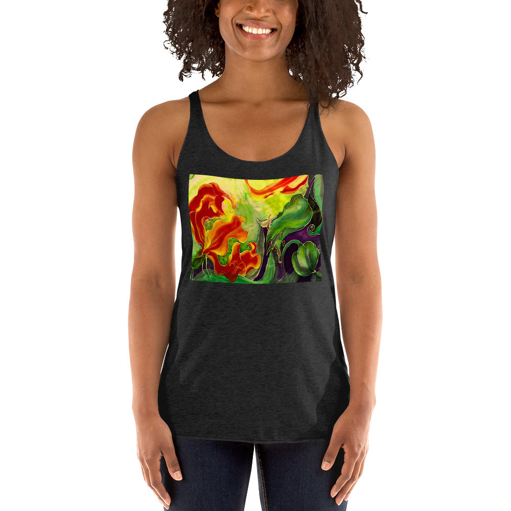 WanderBack Racerback Women's Tank Top - Red Flowers Watercolor