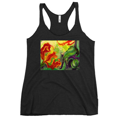 WanderBack Racerback Women's Tank Top - Red Flowers Watercolor