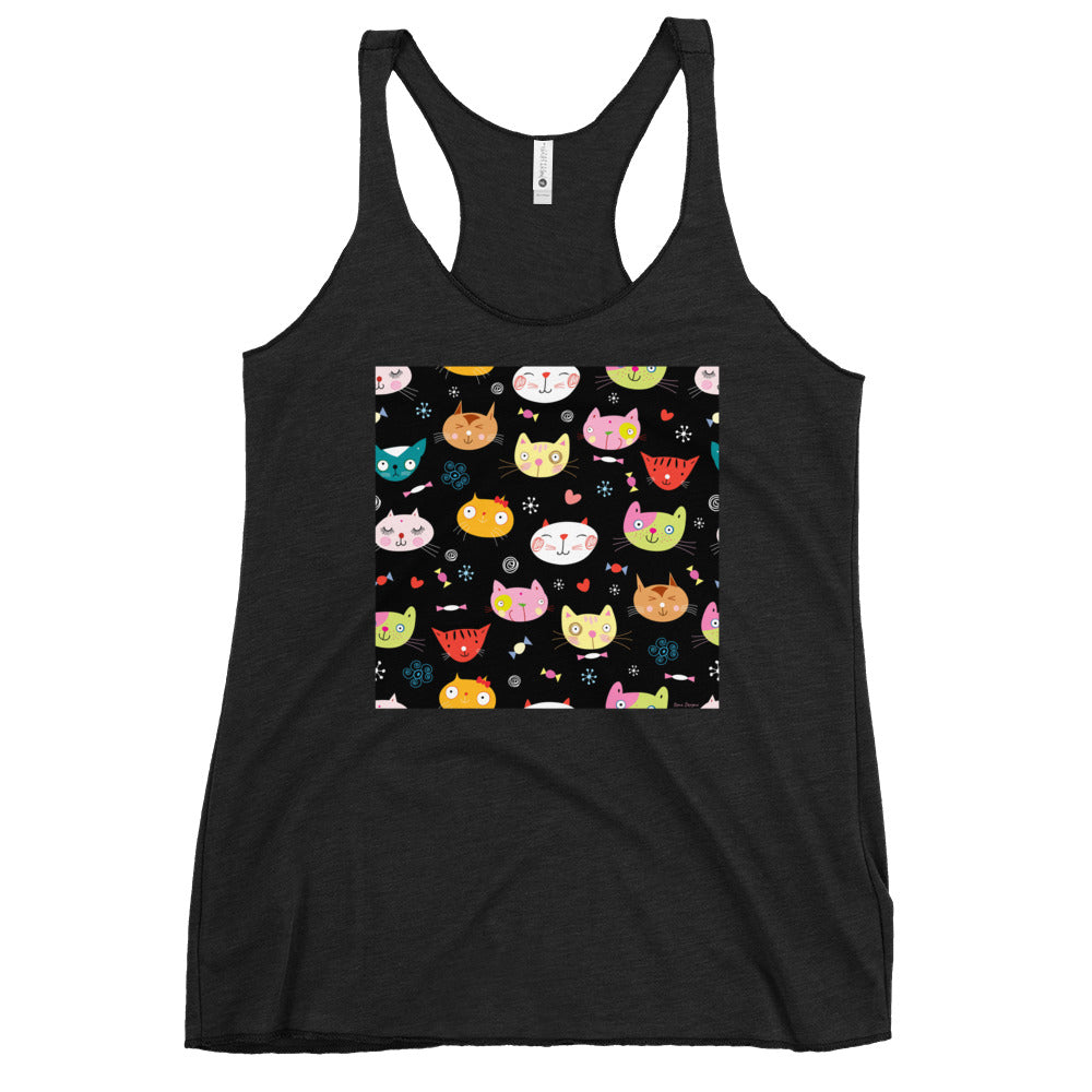 WanderBack Racerback Women's Tank Top - Cat Faces