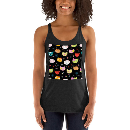 WanderBack Racerback Women's Tank Top - Cat Faces