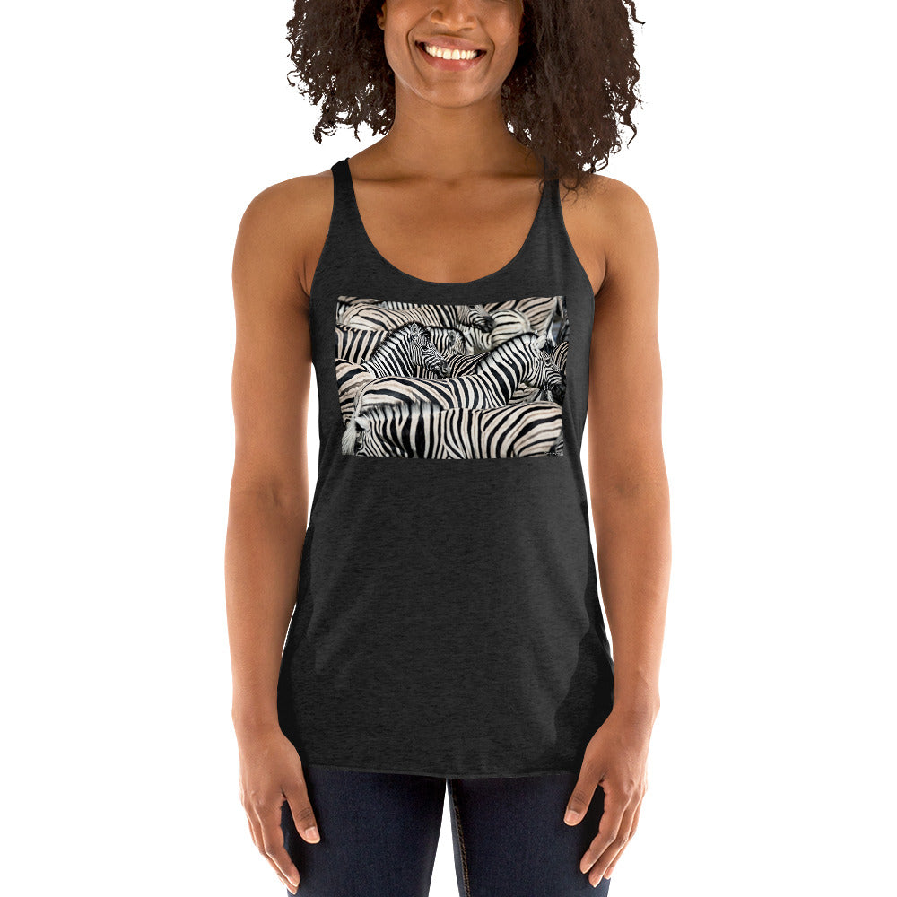 WanderBack Racerback Women's Tank Top - Sharp Dressed Zebras