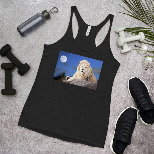 WanderBack Racerback Women's Tank Top - Lion in Moonlight