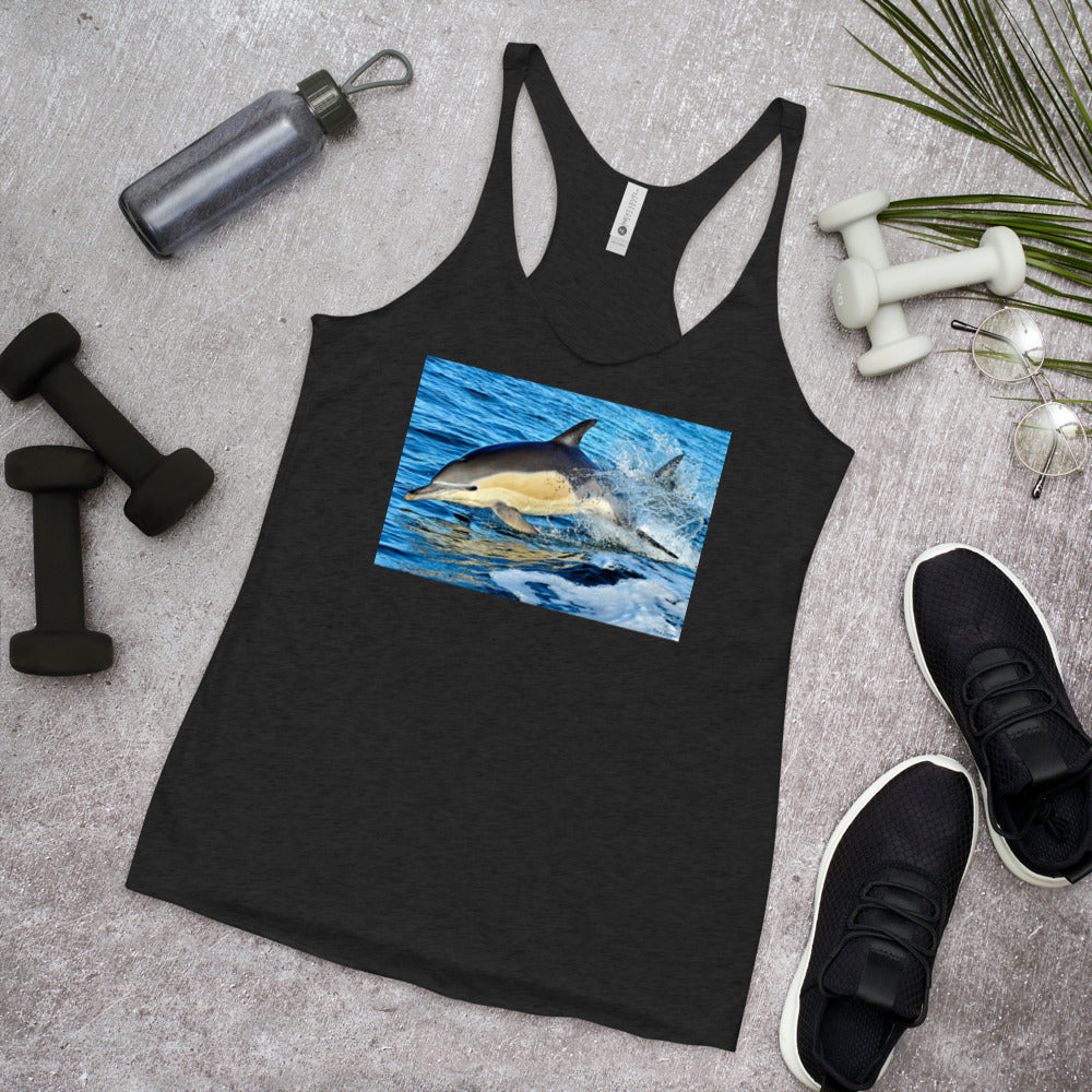 WanderBack Racerback Women's Tank Top - Dolphin Splash