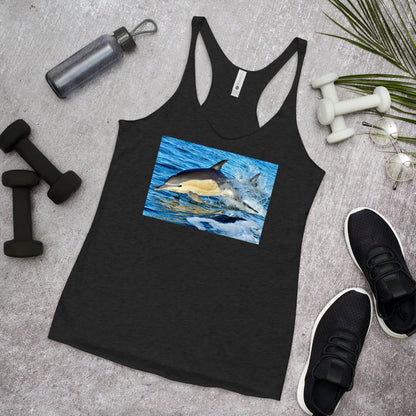 WanderBack Racerback Women's Tank Top - Dolphin Splash