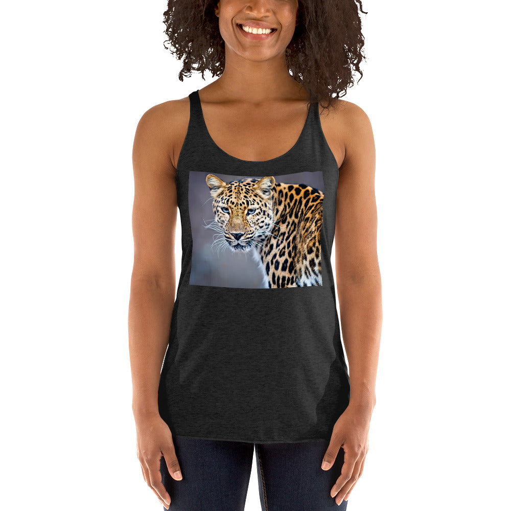 WanderBack Racerback Women's Tank Top - Blue Eyed Leopard