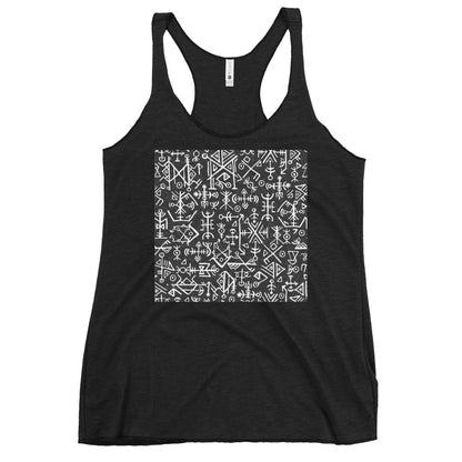 WanderBack Racerback Women's Tank Top - Runic Magic Hand Symbols