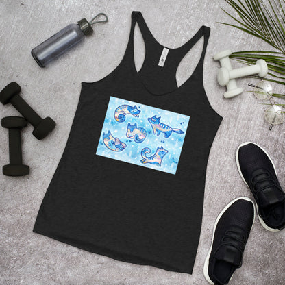 WanderBack Racerback Women's Tank Top - Foxes in Blue