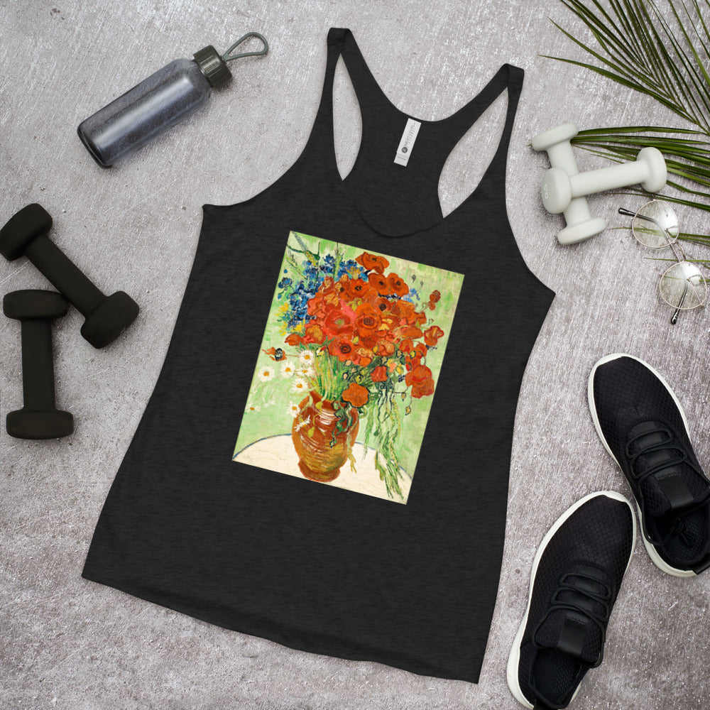 WanderBack Racerback Women's Tank Top - van Gogh: Cornflowers & Poppies
