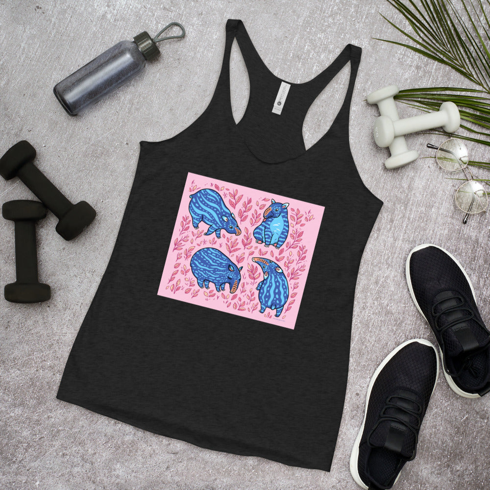 WanderBack Racerback Women's Tank Top - Funny Blue Tapirs