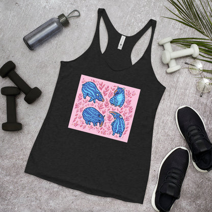 WanderBack Racerback Women's Tank Top - Funny Blue Tapirs