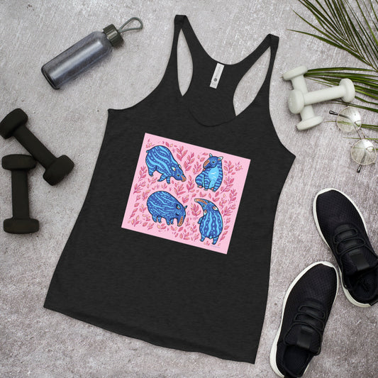 WanderBack Racerback Women's Tank Top - Funny Blue Tapirs