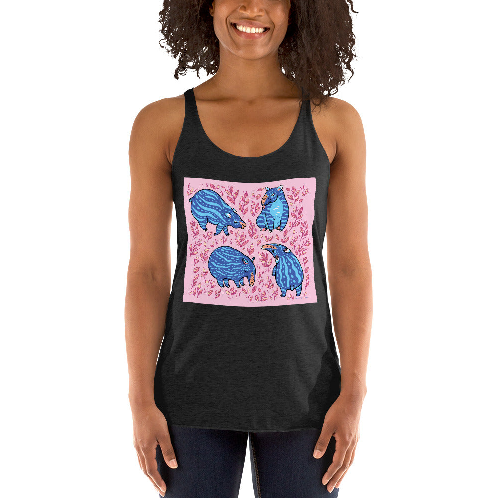 WanderBack Racerback Women's Tank Top - Funny Blue Tapirs