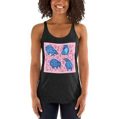WanderBack Racerback Women's Tank Top - Funny Blue Tapirs