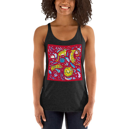 WanderBack Racerback Women's Tank Top - Silly Yellow Tigers