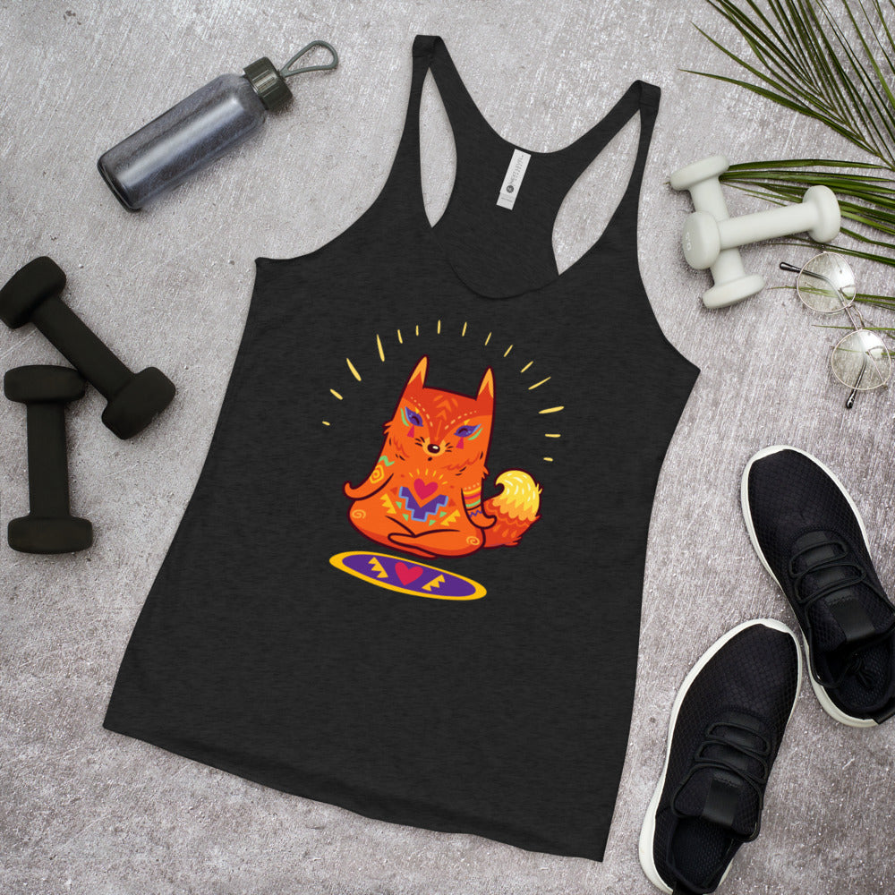 WanderBack Racerback Women's Tank Top - Enlightened Hygge Fox
