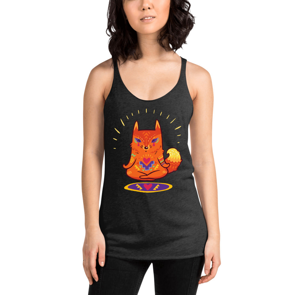 WanderBack Racerback Women's Tank Top - Enlightened Hygge Fox