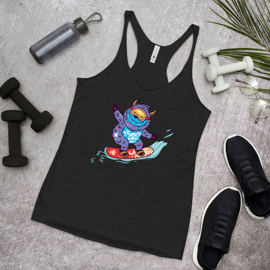 WanderBack Racerback Women's Tank Top - Yeti Shredding It!