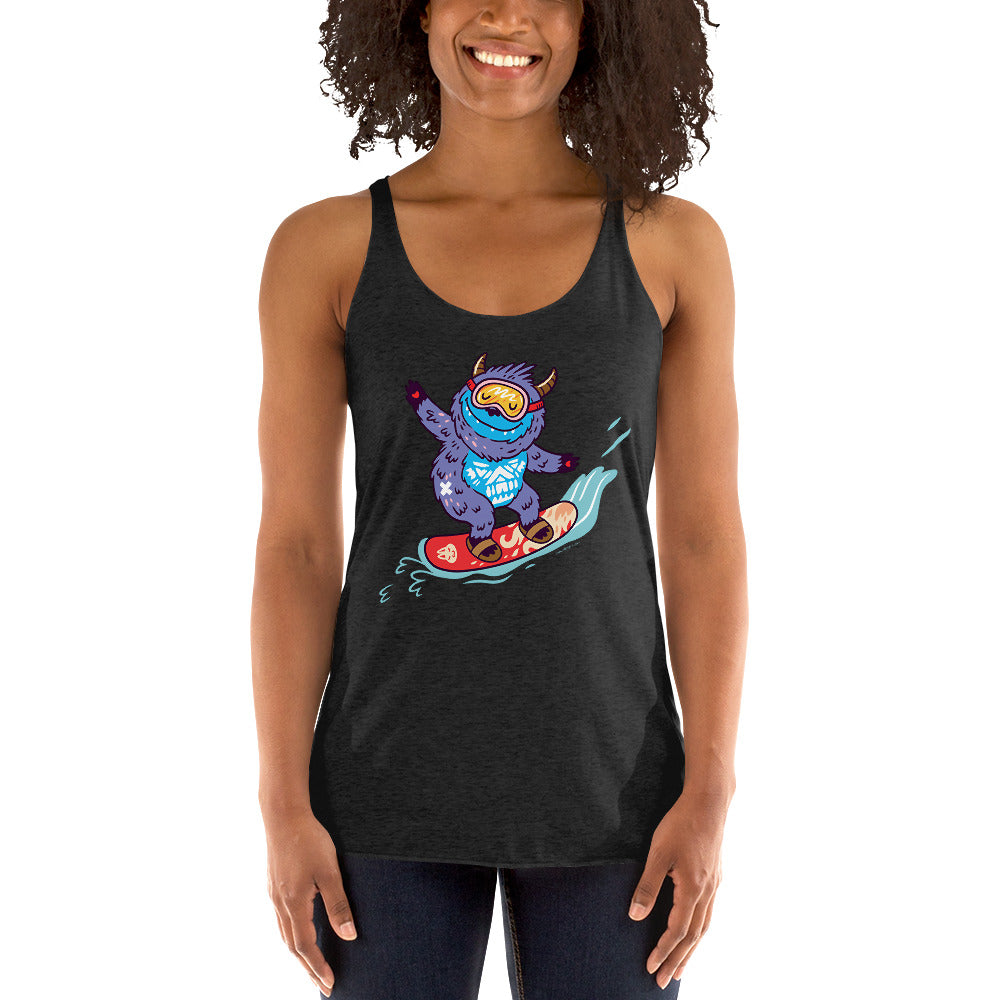WanderBack Racerback Women's Tank Top - Yeti Shredding It!