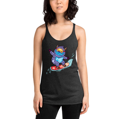 WanderBack Racerback Women's Tank Top - Yeti Shredding It!