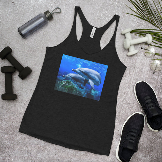 WanderBack Racerback Women's Tank Top - Dolphin Formation