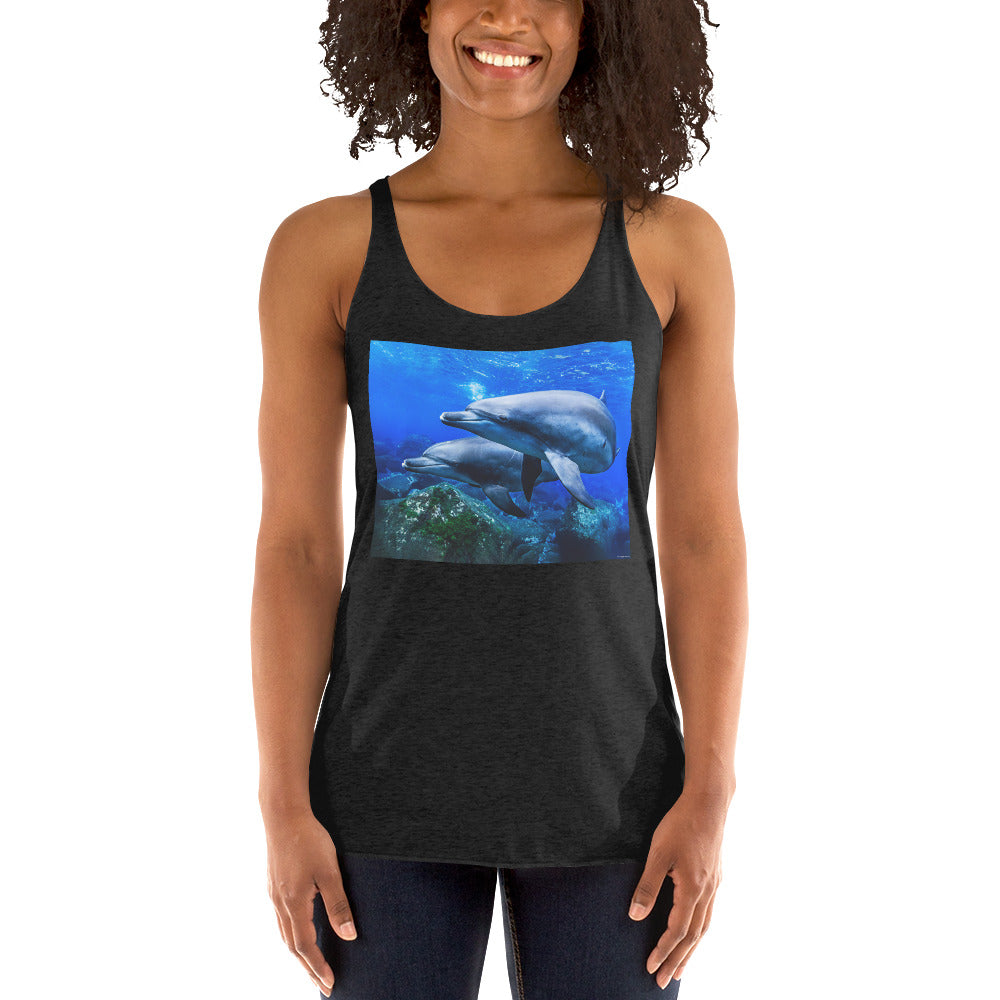WanderBack Racerback Women's Tank Top - Dolphin Formation
