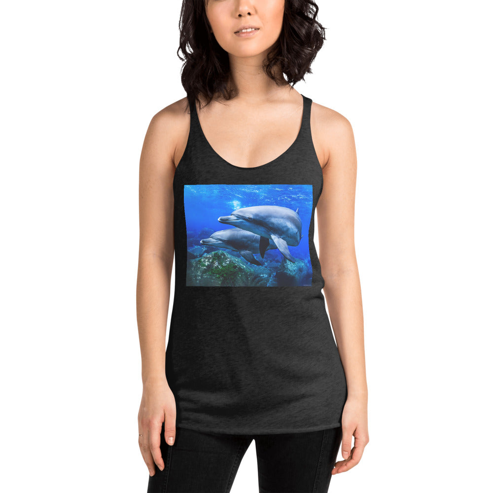 WanderBack Racerback Women's Tank Top - Dolphin Formation