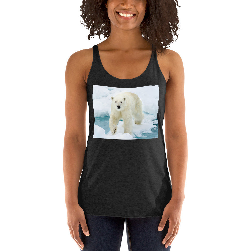 WanderBack Racerback Women's Tank Top - Polar Bear on Ice