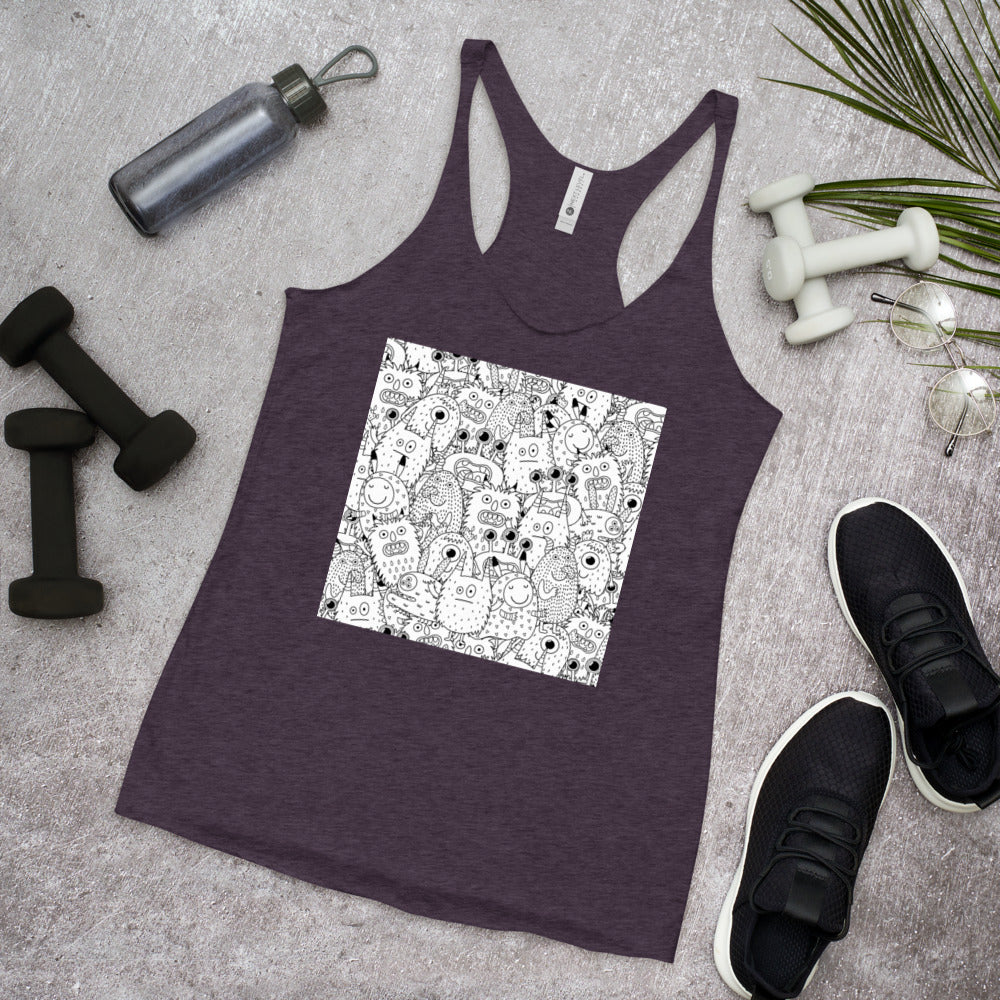 WanderBack Racerback Women's Tank Top - Funny Monsters